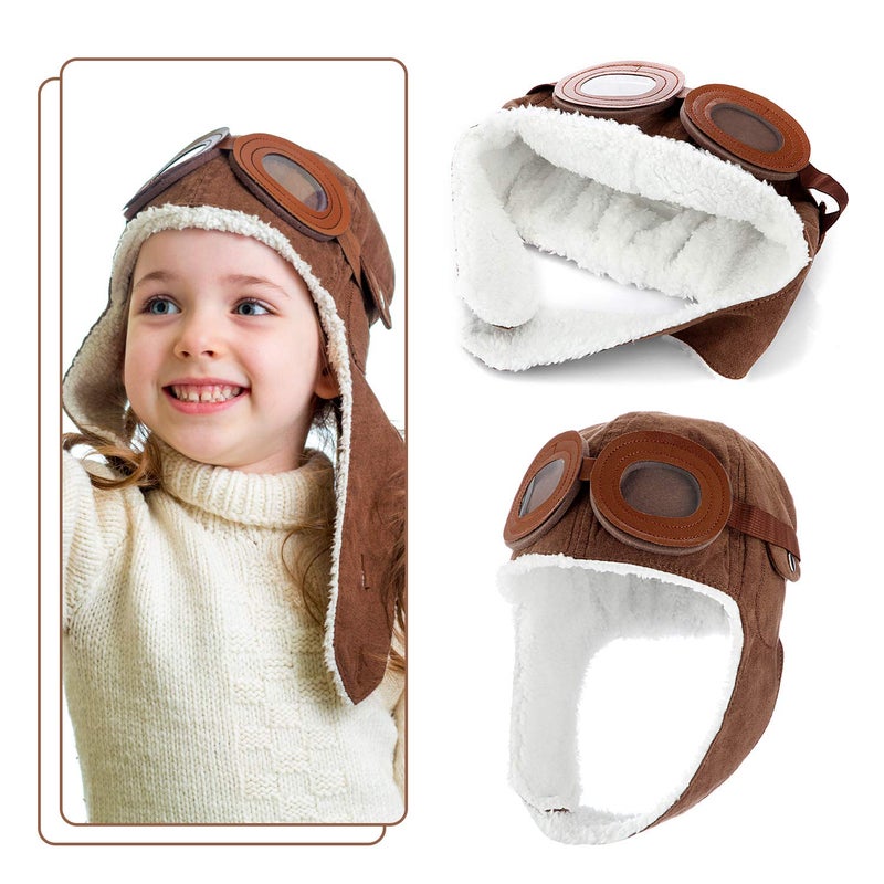 SATINIOR Hat for Kids Brown Fleece Cap with Earmuffs Warm Winter Cap for Kids - Image 2