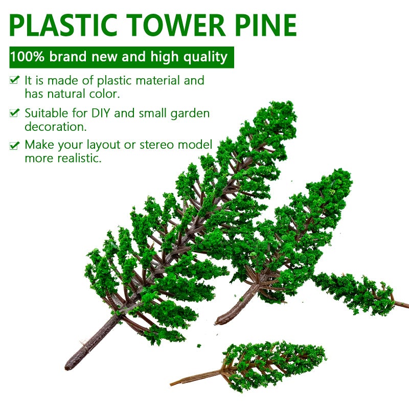 BLLREMIPSUR 16 PCS Model Pine Trees, N Scale Buildings Scenery Tree, Mixed Size Micro Landscape Tree(1.4''-6.3''), for Crafts, Woodland Scenery, Diorama, Cake Topper - Image 2