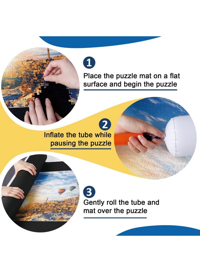 Genovega Jigsaw Puzzle Mat Roll Up Fits 2000 1500 1000 Pieces Puzzles, Large Pad Portable Table Non-Slip Board Saver Mats with 2 Sorting Trays, Inflatable Tube, 3 Straps, Keeper Storage Bag, Adults Kids Gifts  - Image 3