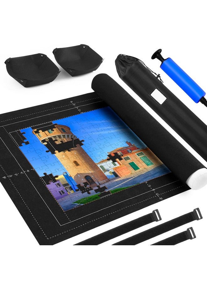 Genovega Jigsaw Puzzle Mat Roll Up Fits 2000 1500 1000 Pieces Puzzles, Large Pad Portable Table Non-Slip Board Saver Mats with 2 Sorting Trays, Inflatable Tube, 3 Straps, Keeper Storage Bag, Adults Kids Gifts  - Image 1