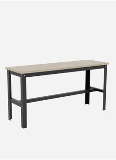 RIGID Steel Dining Table with 2 Benches & 2 Stools, Wooden Top Black 90x120x60cm  - Image 4