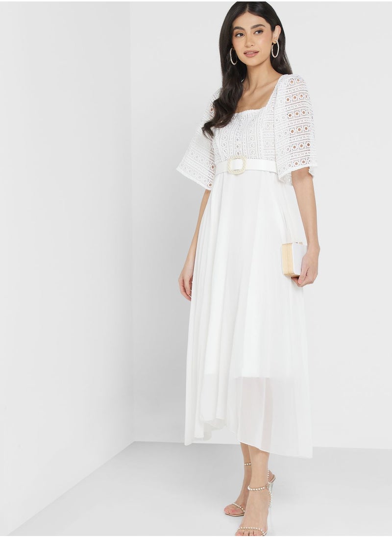 ELLA Lace Detail Chiffon Dress  - Image 1