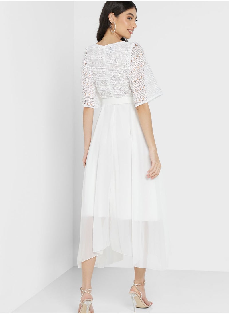 ELLA Lace Detail Chiffon Dress  - Image 2