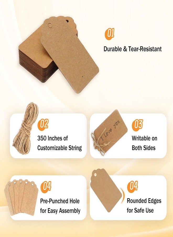 Sanwior Tags with String, 2.8x1.6 Inch Name Tag for Bags, 40Pcs Kraft Paper Tags with 30ft String Attached - Image 3
