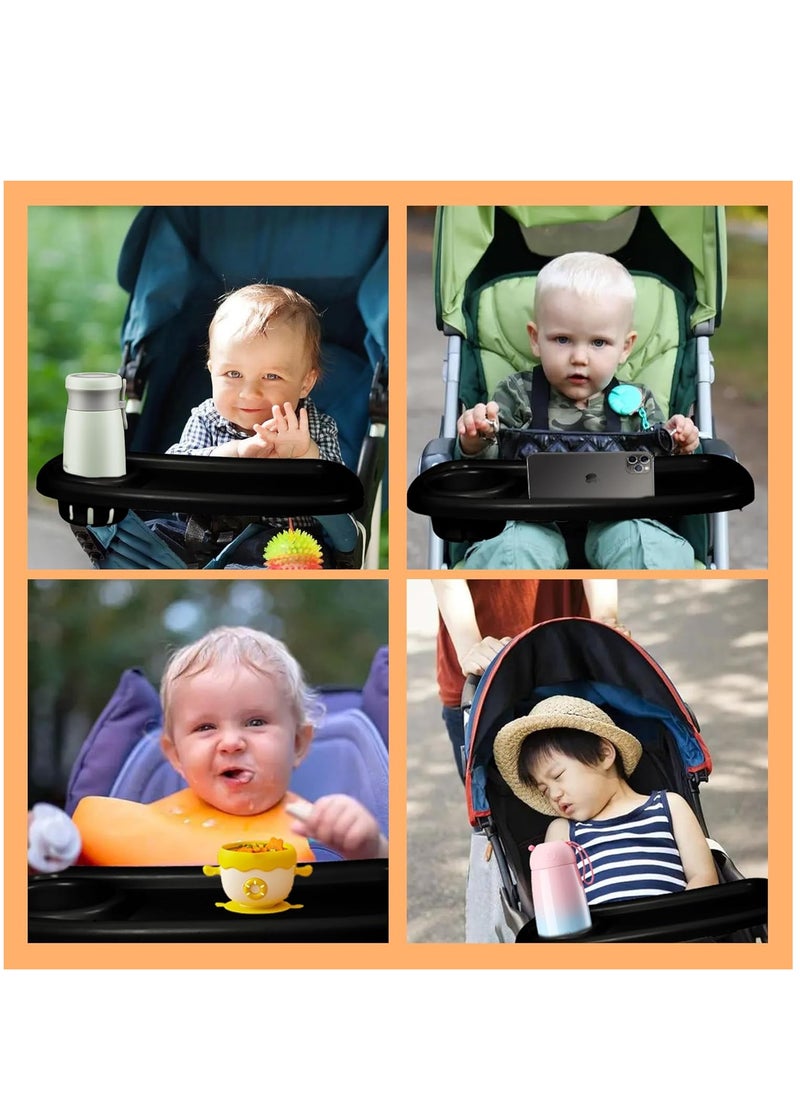 SYOSI 3 in 1 Universal Stroller Snack Tray, Universal Snack Tray with Cup Holder Phone Holder for Stroller, Non Slip Clip Firmly Grip Stroller Bar, Stroller Tray for Watch Video On The Go  - Image 5