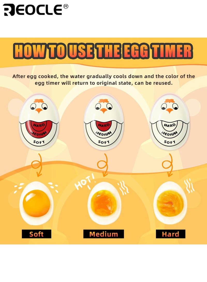 REOCLE 2pcs Color Changing Egg Timer Accurate Hard & Soft Boiled Indicator Sensitive Kitchen Tool for Perfectly Cooked Eggs - Image 3