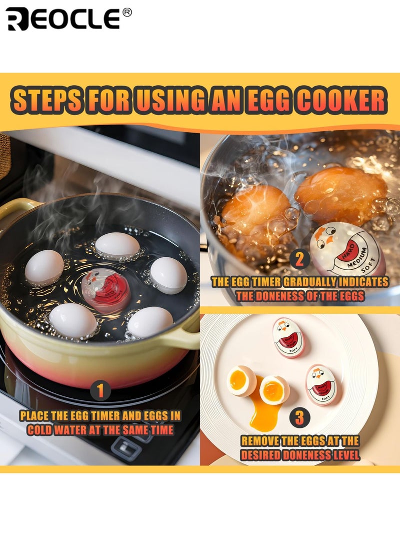 REOCLE 2pcs Color Changing Egg Timer Accurate Hard & Soft Boiled Indicator Sensitive Kitchen Tool for Perfectly Cooked Eggs - Image 5