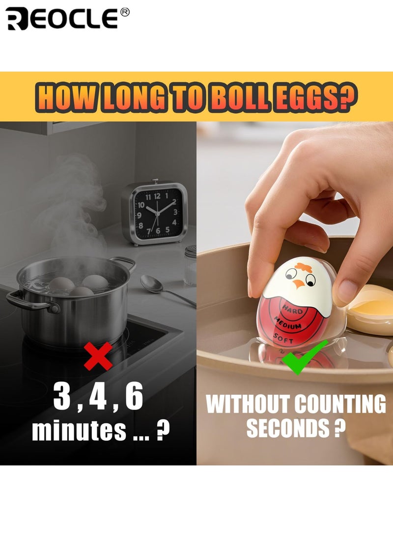 REOCLE 2pcs Color Changing Egg Timer Accurate Hard & Soft Boiled Indicator Sensitive Kitchen Tool for Perfectly Cooked Eggs - Image 2