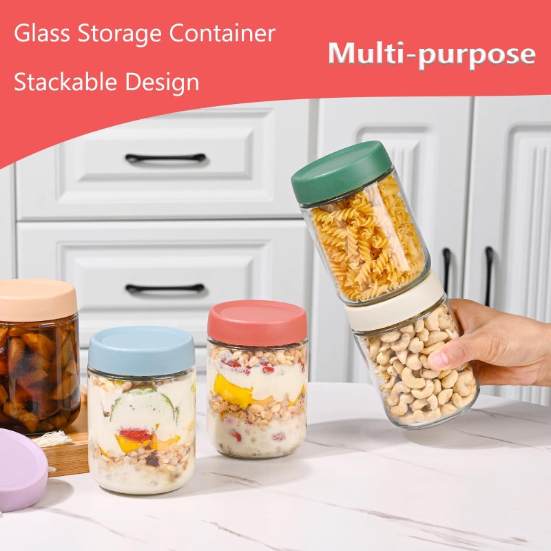 Artcochan Overnight Oats Containers with Lids 16 oz Glass Jars 6 Pack Glass Mason Jars with Airtight Lids, Perfect for Oats, Yogurt, Chia Pudding, Snack - Image 5