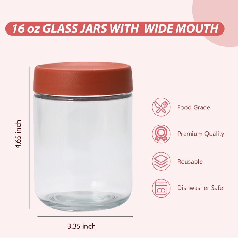 Artcochan Overnight Oats Containers with Lids 16 oz Glass Jars 6 Pack Glass Mason Jars with Airtight Lids, Perfect for Oats, Yogurt, Chia Pudding, Snack - Image 2
