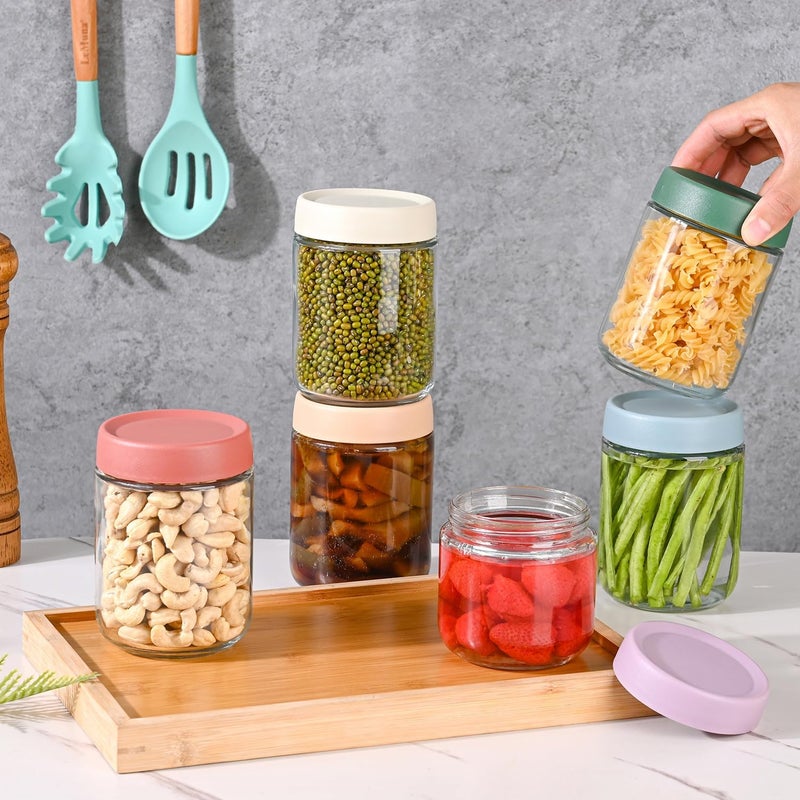 Artcochan Overnight Oats Containers with Lids 16 oz Glass Jars 6 Pack Glass Mason Jars with Airtight Lids, Perfect for Oats, Yogurt, Chia Pudding, Snack - Image 4