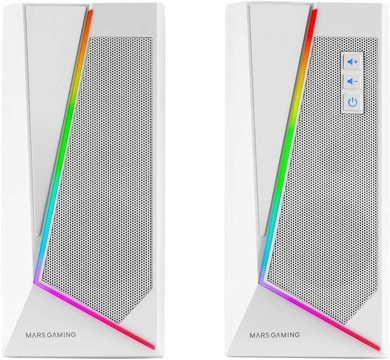 مارس_جيمنج Mars Gaming MS7W، مكبر صوت RGB، بلوتوث 5.0 + جاك 3.5، صوت DSP بقوة 20 واط، أبيض - Image 2