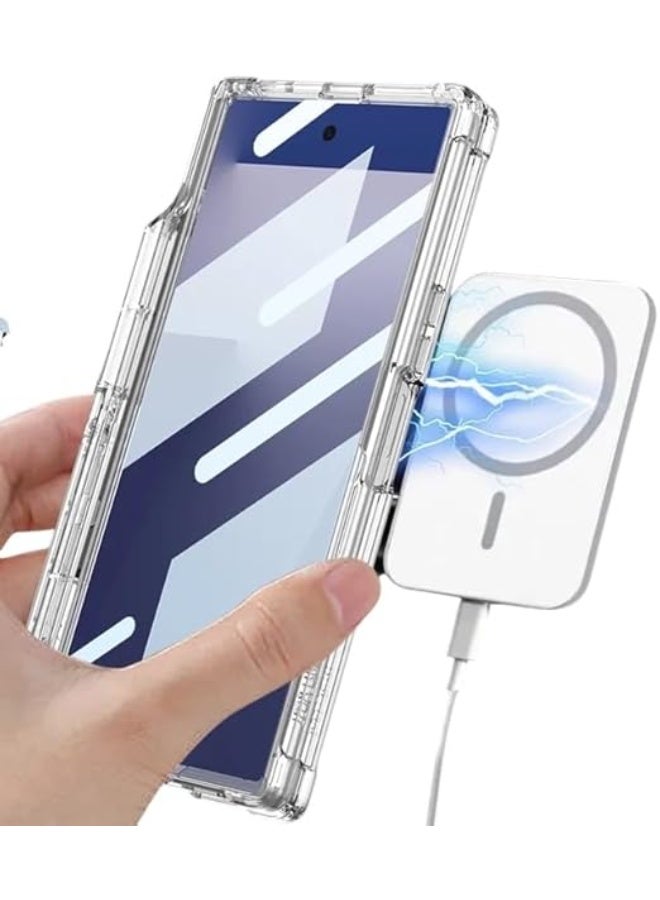 Fekra Premium Clear Case for Samsung Galaxy Z Fold7 5G – Folding Hinge Protection, Pen Holder & Tempered Glass Screen Protector For Z Fold 7 5G - Image 2