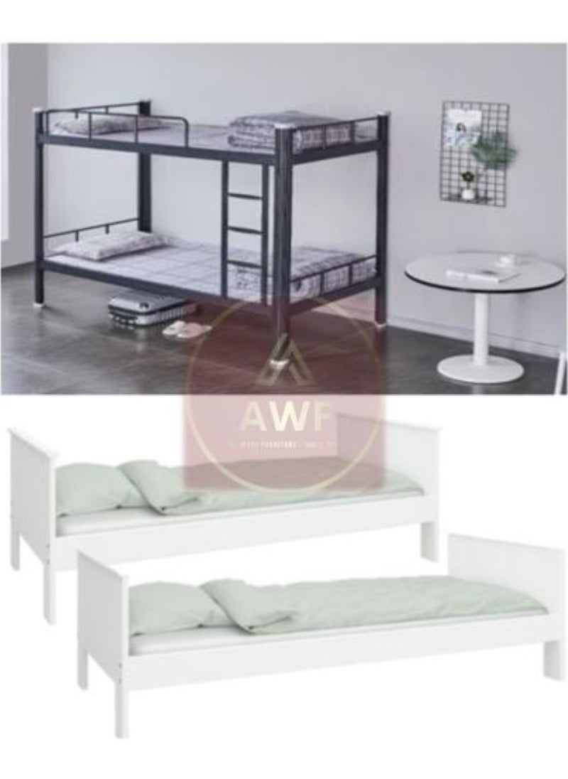 AL WADI FURNITURE - Single Size Set Of 2 Medicated Mattresses Ideal For Multi Beds Or Bunk Bed Usage Comfort Back Support Reversible Use Option Polyester Fabric 90W x 190L x 5H cm - White - Image 1