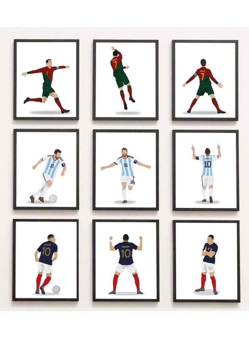 Boomah Accessories set of 12, Ronaldo Messi Mbappe Mega bundle Poster with Frame 50x40cm 