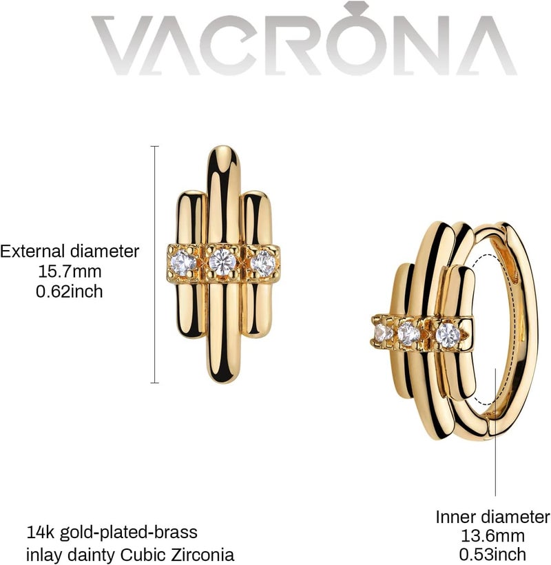 VACRONA Cubic Zirconia Huggie Earrings 14k Gold Plated Tiny Earrings Small Huggie Hoop Earrings Simple Lightweight Hoops Gift for Women - Image 4