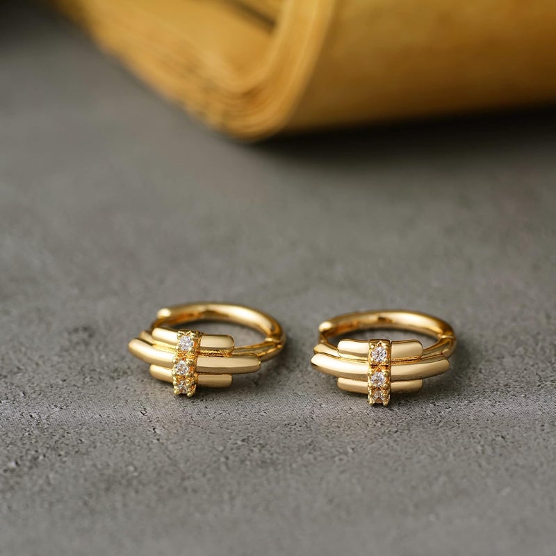 VACRONA Cubic Zirconia Huggie Earrings 14k Gold Plated Tiny Earrings Small Huggie Hoop Earrings Simple Lightweight Hoops Gift for Women - Image 5