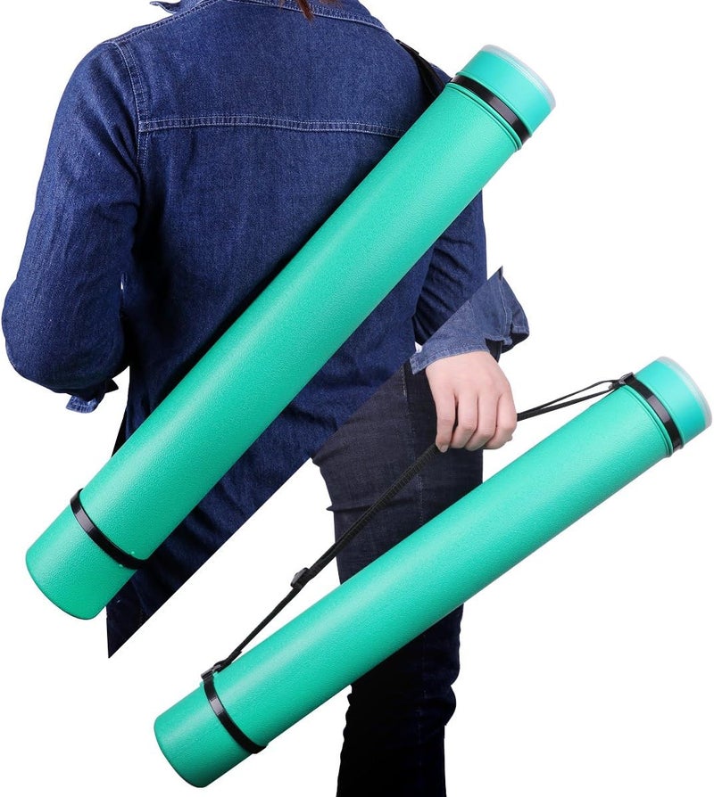 TRANSON Durable Poster Storage Tube with Straps 24"-40" Extendable for Blueprints, Artwork, Maps, Posters Color Green - Image 5