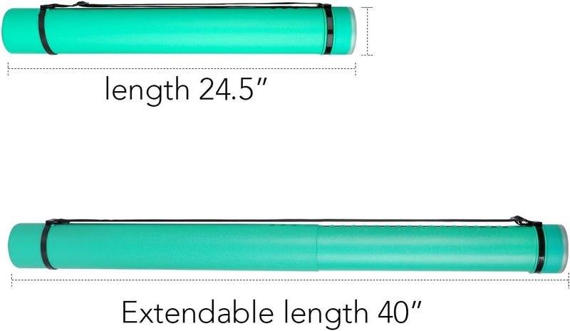 TRANSON Durable Poster Storage Tube with Straps 24"-40" Extendable for Blueprints, Artwork, Maps, Posters Color Green - Image 2