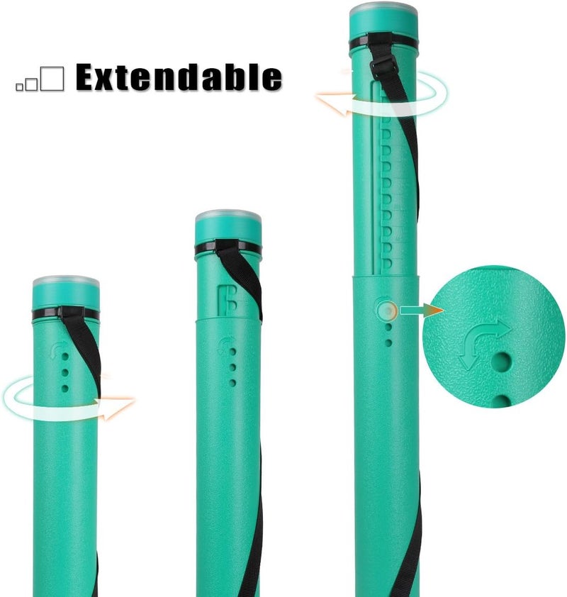 TRANSON Durable Poster Storage Tube with Straps 24"-40" Extendable for Blueprints, Artwork, Maps, Posters Color Green - Image 3
