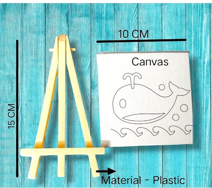Tera13 Return Gifts for Kids (2 pcs) DIY Samll Painting Kit with Three Colors One Brush for Art & Craft Combo Set Mini Canvas Painting Kit Easel Stand, Painting Canvas Board Random Design - Image 2