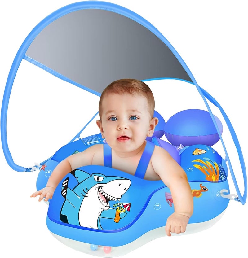 Pomefar Baby Swimming Float with UPF50+ Sun Canopy Baby Floats for Pool No Flip Overbaby Pool for Baby Age of 3-36 Months - Image 1