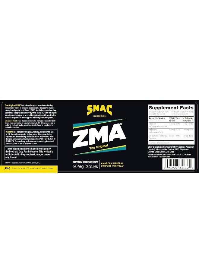 SNAC - Zma The Original Recovery And Sleep Supplement That Supports A Healthy Immune System, 180 Capsules (2 Pack Of 90 Count) - Image 1