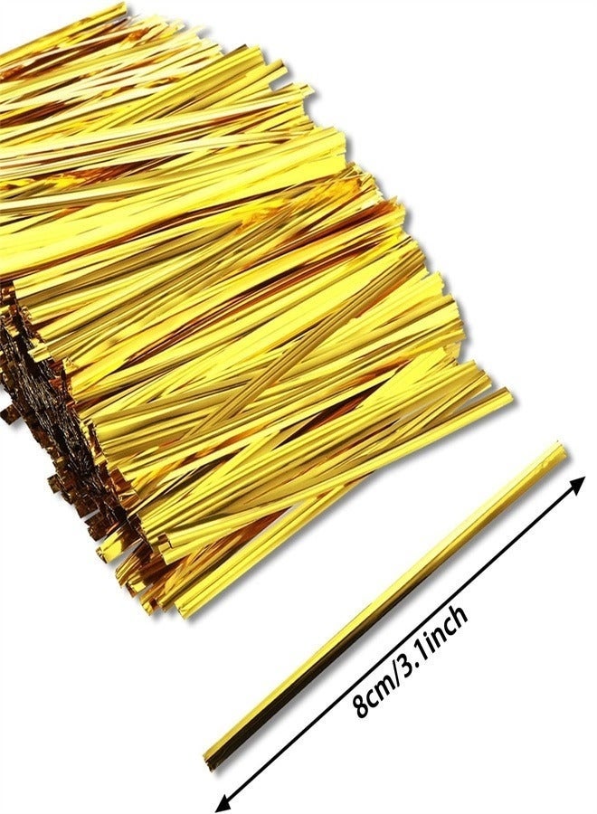 SUFADA 800PCS Gold Twist Ties, 8CM Reusable Plastic Bread Twist Ties Bread Twisty-Ties for Candy Coffee Goodie Bags Snacks Party Cake Present Supplies - Image 2