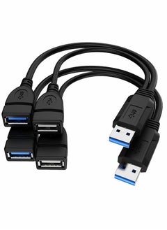 كابل مقسم USB 3.0 أنثى إلى ذكر مزدوج ، محول شحن بيانات مزامنة 1 2 ، سلك تمديد للكمبيوتر الشخصي والكمبيوتر المحمول بطاقة شبكة القرص U صلبة (2pack)