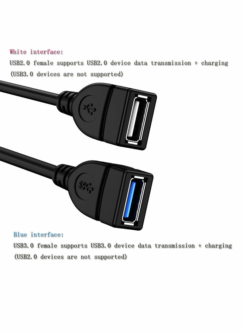 سيوسي - كابل مقسم USB 3.0 أنثى إلى ذكر مزدوج ، محول شحن بيانات مزامنة 1 2 ، سلك تمديد للكمبيوتر الشخصي والكمبيوتر المحمول بطاقة شبكة القرص U صلبة (2pack) - Image 1