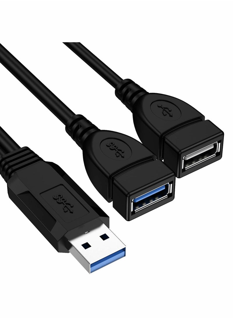 سيوسي - كابل مقسم USB 3.0 أنثى إلى ذكر مزدوج ، محول شحن بيانات مزامنة 1 2 ، سلك تمديد للكمبيوتر الشخصي والكمبيوتر المحمول بطاقة شبكة القرص U صلبة (2pack) - Image 1