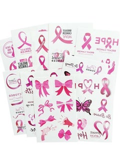 Pink Ribbon Tattoos,Breast Cancer Awareness Temporary Tattoo,Pink Butterfly Tattoo Sticker, 10-Sheet