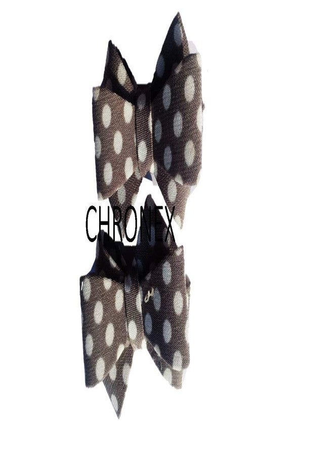 كرونيكس ربطات شعر من قماش غروغرين منقط من CHRONEX مع مشابك شعر للأطفال الرضع (رمادي، عبوة من قطعتين) - Image 1