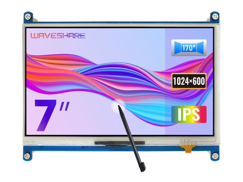 waveshare 7inch Resistive Touch Screen LCD Compatible with Raspberry Pi 4B3B3A2BBAZeroZero WWHZero 2W CM34 Series Boards 1024600 Resolution HDMI IPS Supports Windows