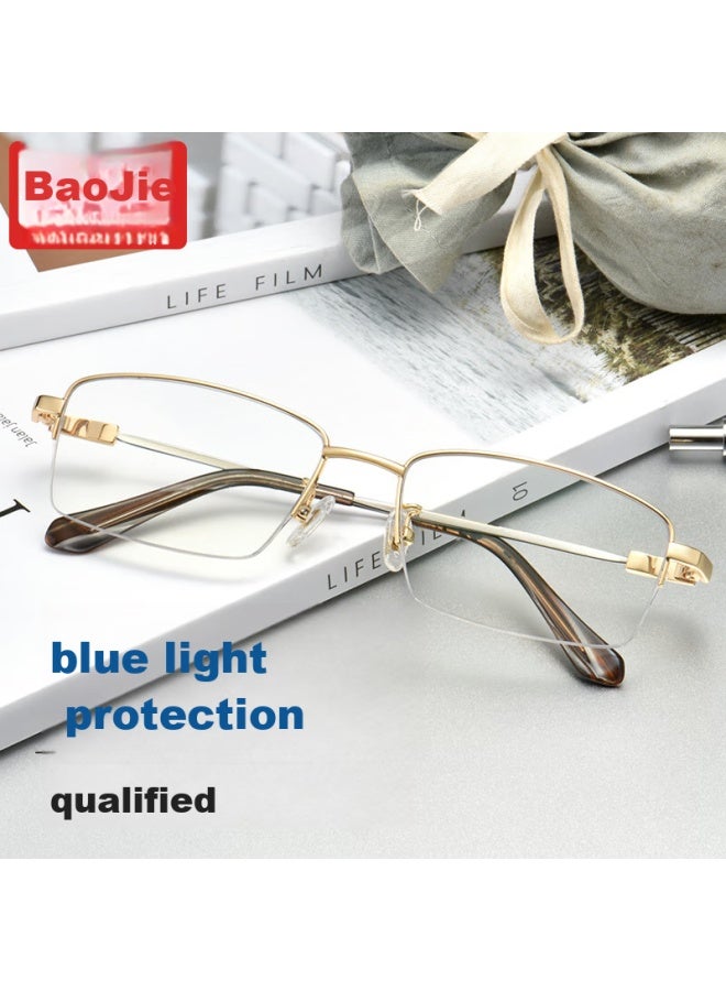Buzz Baojie Anti-blue Light Reading Gl For Men, High-definition Anti-radiation Reading Gl Imported Reading Lenses, Ultra-light Presbyopic Gl, Elderly Hyperopic Gl Bj011 Gold 150 Degrees - Image 1