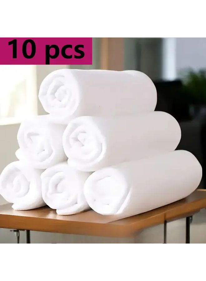 Quick Dry White Towels 10 Piece Set Super Absorbent Soft Microfiber Travel Hand Towels - Image 1