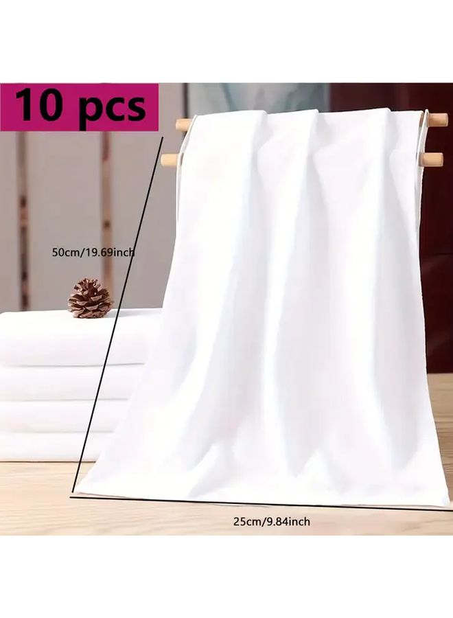 Quick Dry White Towels 10 Piece Set Super Absorbent Soft Microfiber Travel Hand Towels - Image 4