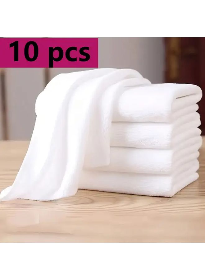 Quick Dry White Towels 10 Piece Set Super Absorbent Soft Microfiber Travel Hand Towels - Image 2