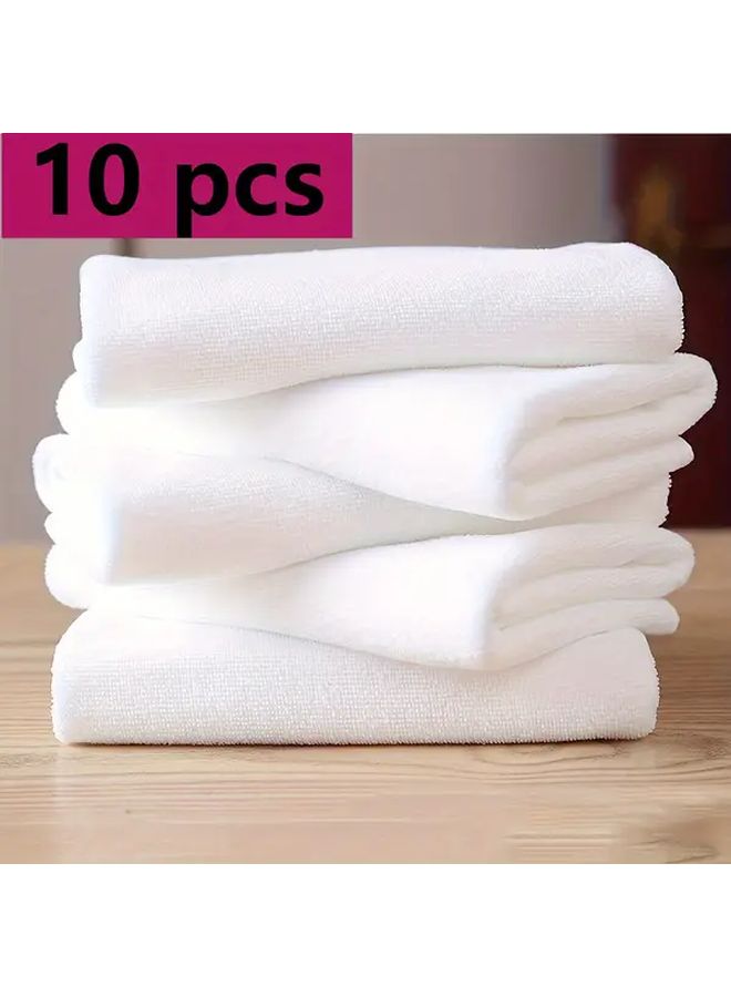 Quick Dry White Towels 10 Piece Set Super Absorbent Soft Microfiber Travel Hand Towels - Image 5