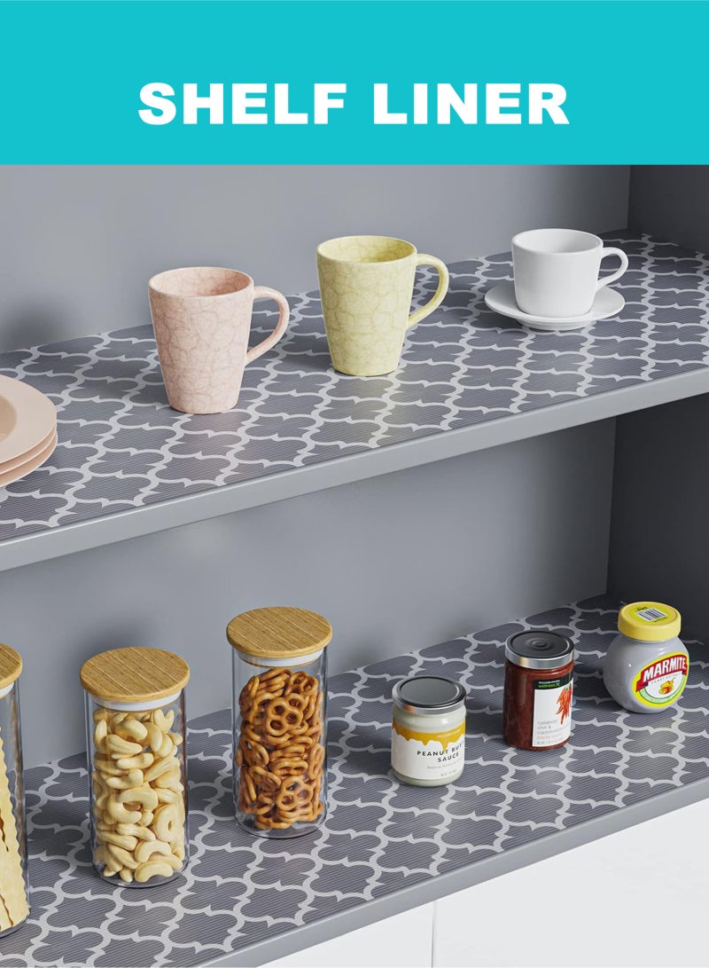 HomarKet Shelf and Drawer Liner for Kitchen Cabinets Non-Adhesive, 45X500 CM Strong Grip Non-Slip Thickened Cabinet Liners for Shelves, Waterproof Mats for Dresser Cupboard, Gray - Image 4