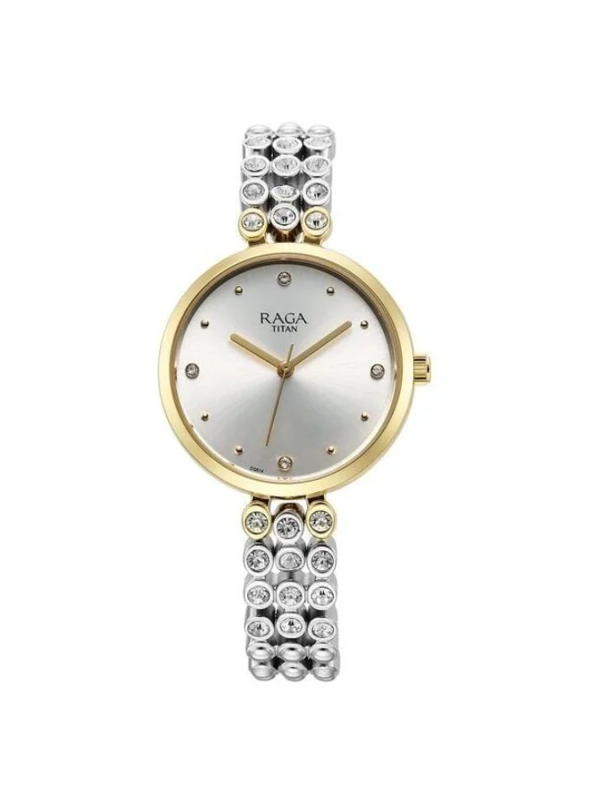 TITAN Raga Showstopper Quartz Analog Silver Dial Silver Metal Strap Watch for Women - 95262BM01