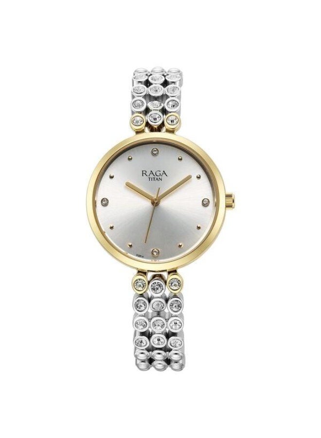 TITAN ساعة راجا شوستوبير كوارتز أنالوج بقرص فضي وحزام معدني فضي للنساء - 95262BM01 - Image 1