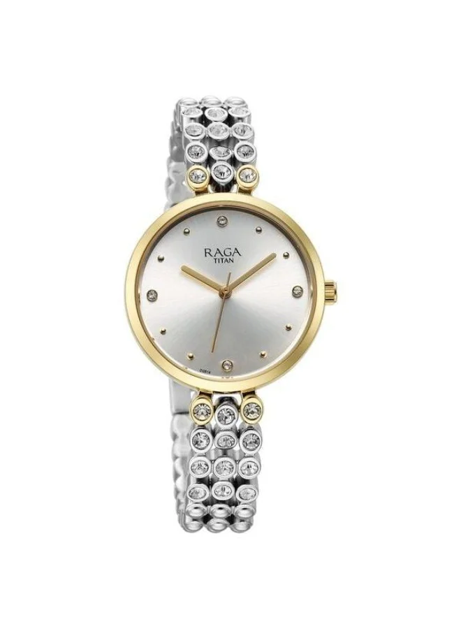 TITAN Raga Showstopper Quartz Analog Silver Dial Silver Metal Strap Watch for Women - 95262BM01