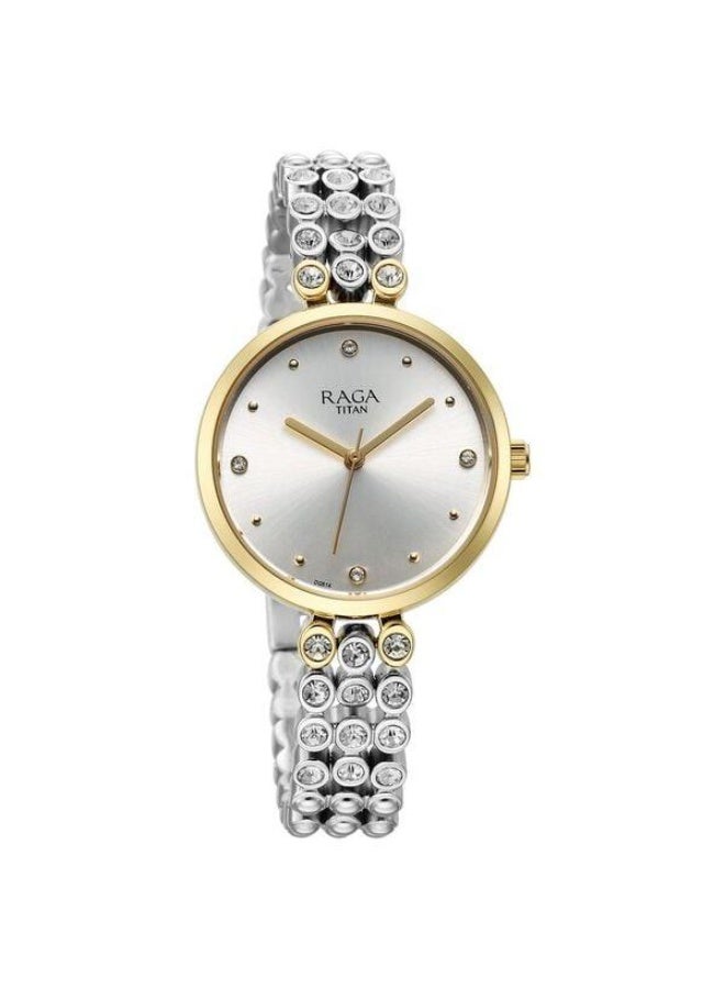 TITAN ساعة راجا شوستوبير كوارتز أنالوج بقرص فضي وحزام معدني فضي للنساء - 95262BM01 - Image 2