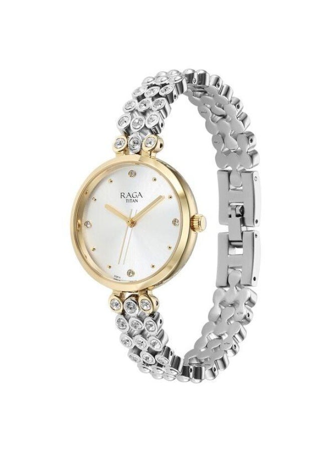 TITAN ساعة راجا شوستوبير كوارتز أنالوج بقرص فضي وحزام معدني فضي للنساء - 95262BM01 - Image 3