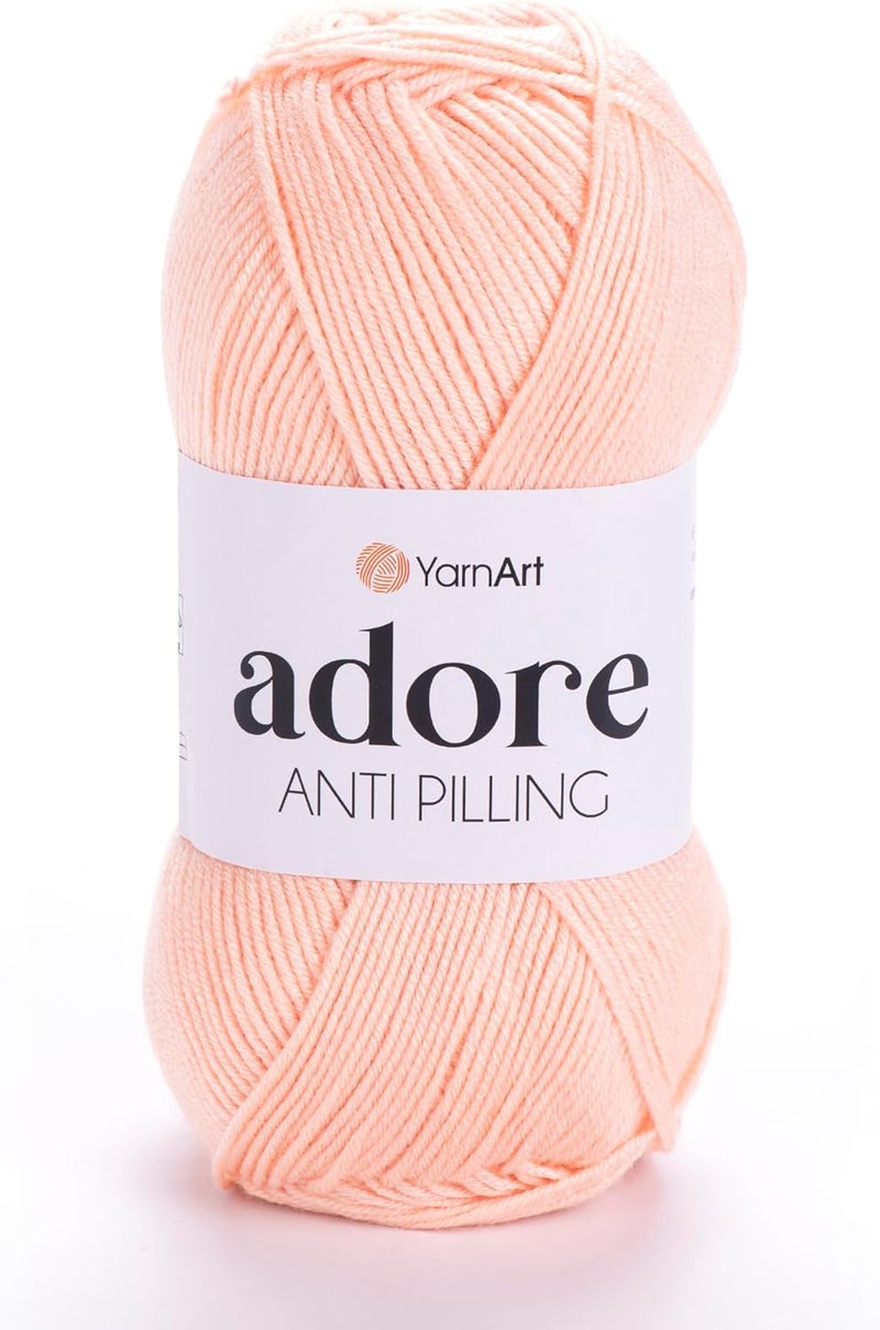 YarnArt 1 Skein YarnArt Adore Antipilling Yarn 100 Antipilling Acrlylic 100 g 35 oz 280 m 306 yd 3  LightDK Pinkish Orange  333 - Image 1