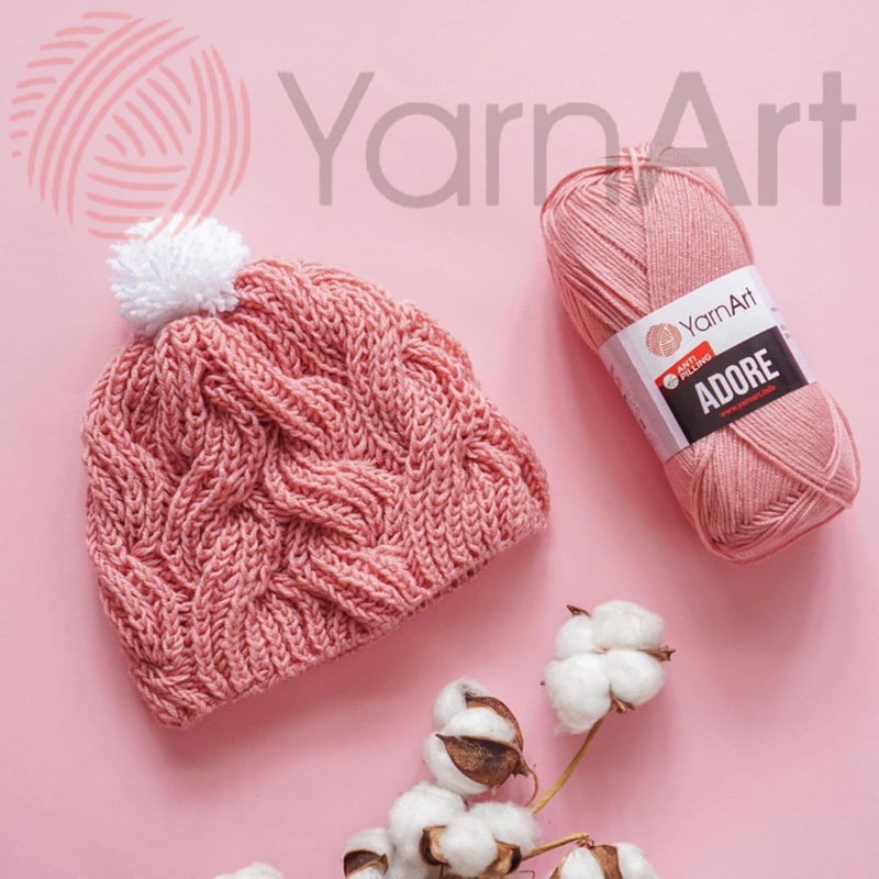 YarnArt 1 Skein YarnArt Adore Antipilling Yarn 100 Antipilling Acrlylic 100 g 35 oz 280 m 306 yd 3  LightDK Pinkish Orange  333 - Image 4