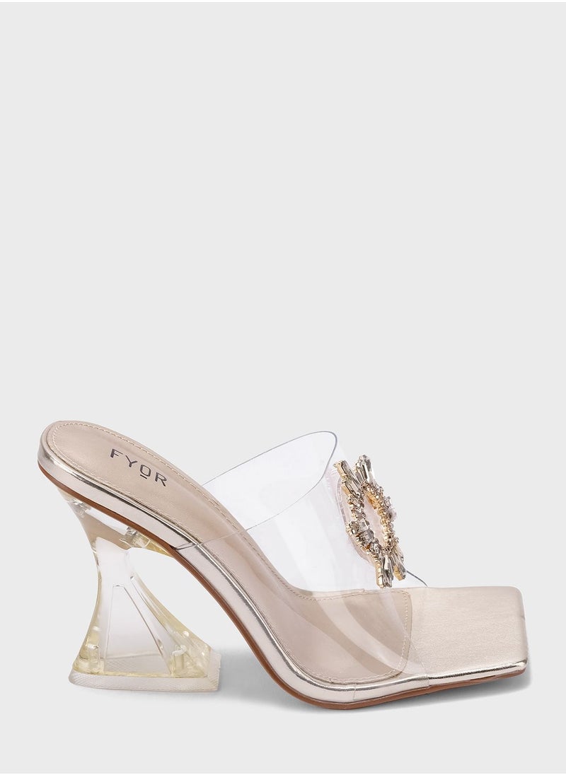 FYOR - One Strap Mid Heel Sandals - Image 1