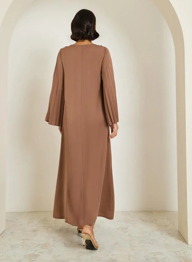 Amirah  Women Brown Embellished A-Line Jalabiya for Women | Best Price UAE