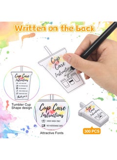 Sureio 200 Pieces Tumbler Cup Cards, Cup Care Instructions Cards, Tumbler Care Cards, Cup Of Care Mug Insert For Business, Customer Directions Cards, Online Shop Package Insert (Vibrant Style)  - Image 3